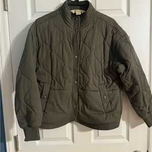 Olive Quilted Bomber Jacket